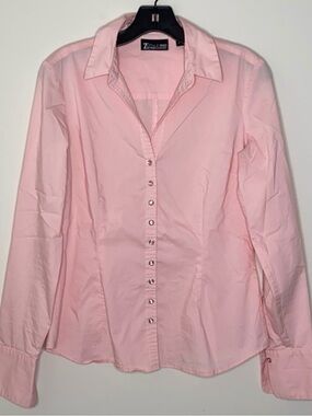 New York & Company - Light Pink Button-Front Long Sleeve Shirt Blouse Like New